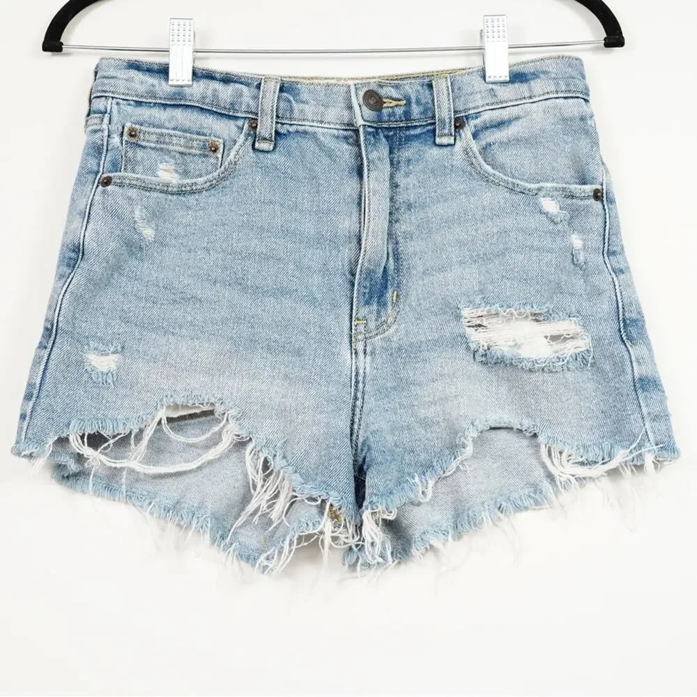 Abercrombie & Fitch High Rise Short Cut Off Denim Jean Light Wash Size 26/2